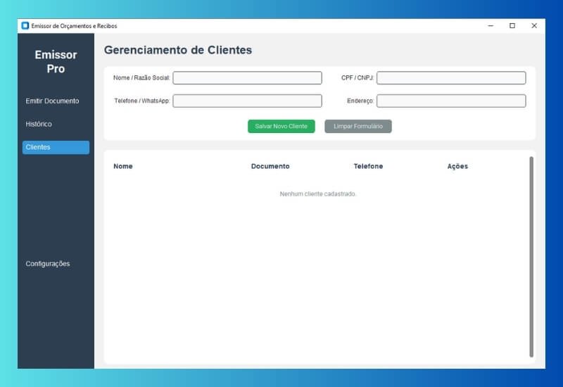 Software de Orçamentos e Recibos