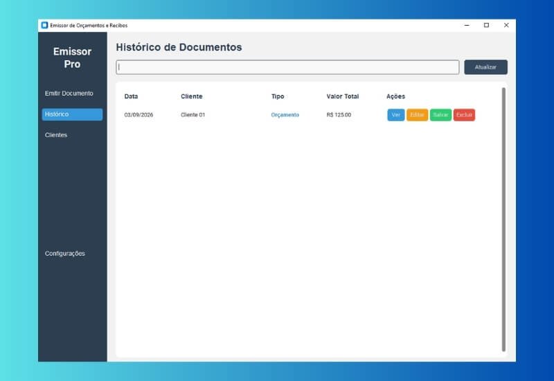 Software de Orçamentos e Recibos